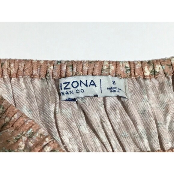 Arizona Jean Co Jumpsuit Womans Sm Brown Floral Smocked Strappy Wide Leg Peasant - Picture 10 of 16